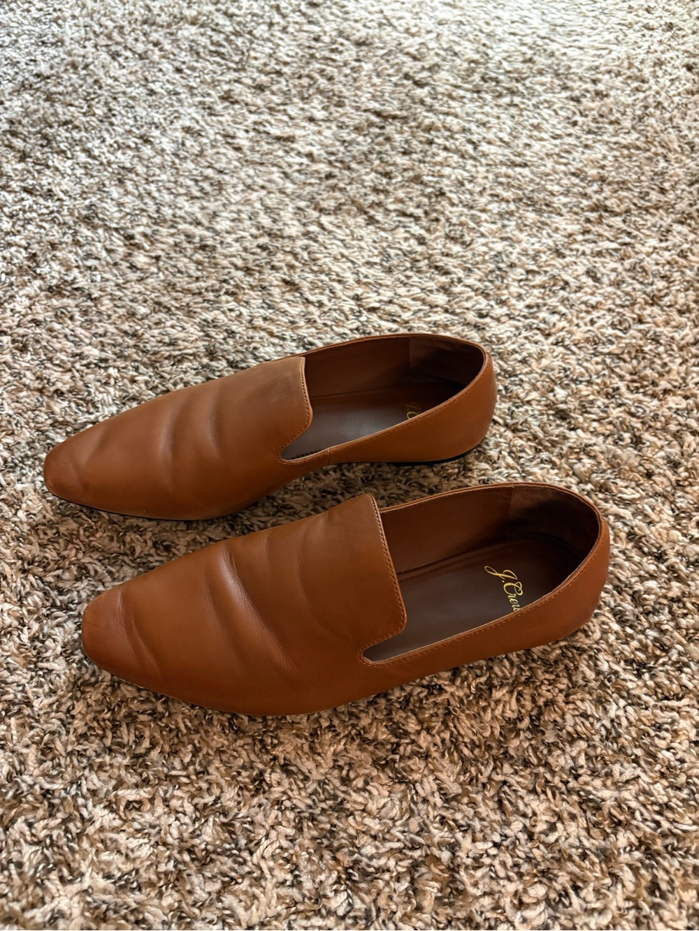 Women’s JCrew Slip-On Leather Loafers in Brown
